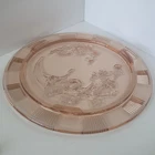 Vintage Federal Sharon Pink Cabbage Rose Depression Glass Footed Cake Plate