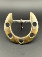 Vintage Heavy Brass Horseshoe Belt Buckle 111g Cast Equestrian Crescent