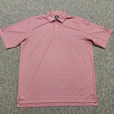 Footjoy Polo Shirt Mens XL Floral All Over Print Golf Performance Stretch Preppy
