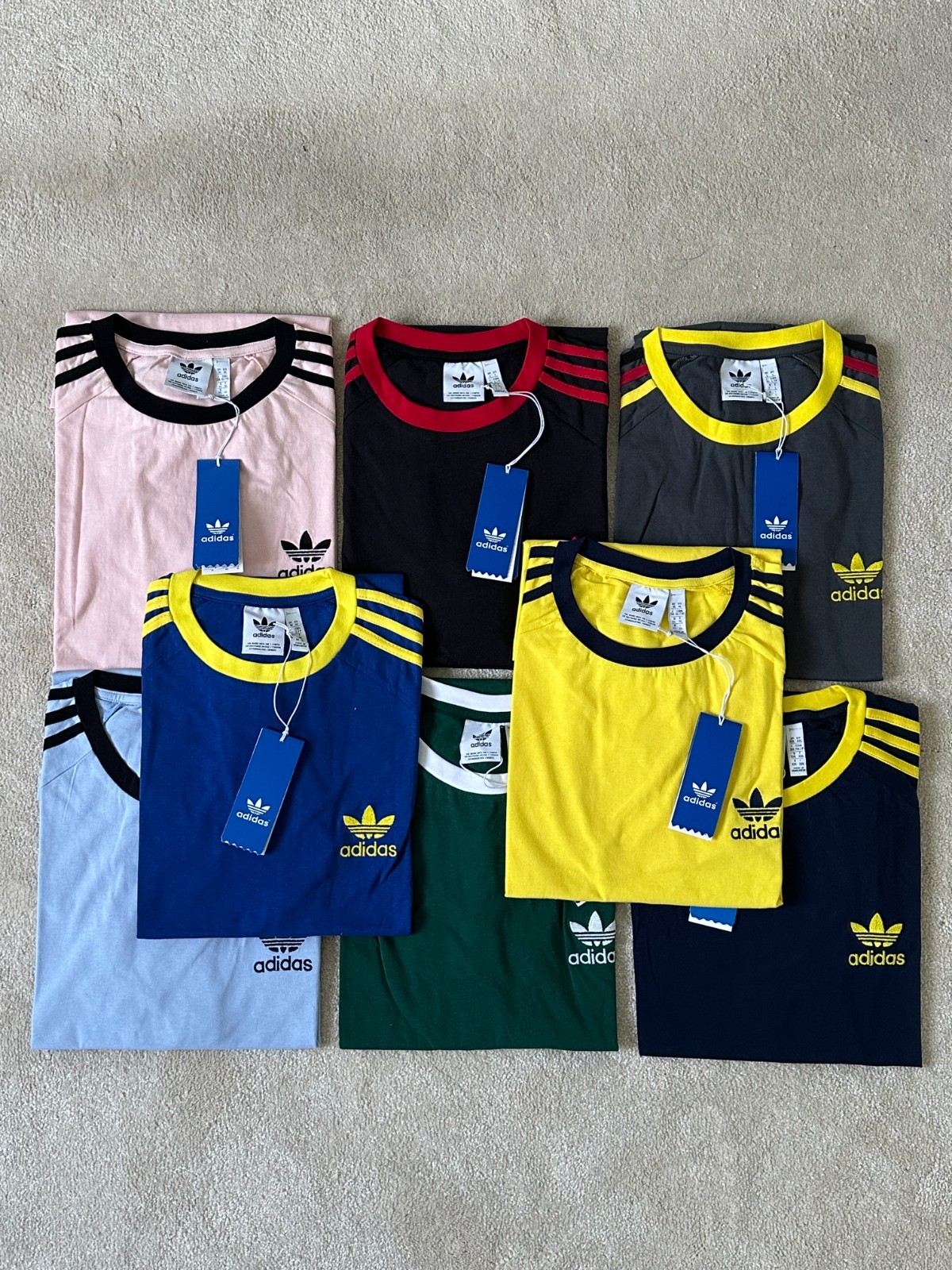 Camiseta Adidas Originals Para Hombre Manga Corta Cuello Redondo Tres Rayas Camiseta