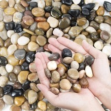 OUPENG Pebbles Polished Gravel, Natural Mixed 2 LB, Color