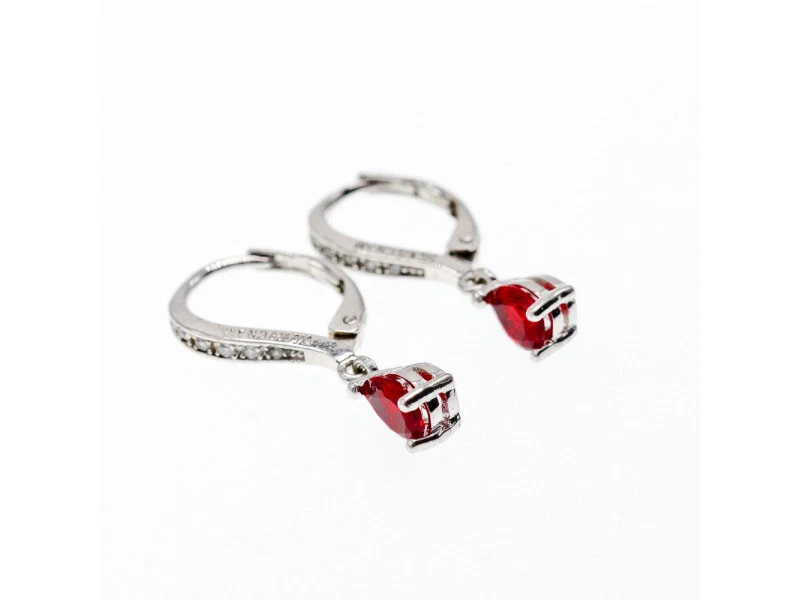 925 Sterling Silver Ruby & CZ Earrings - Image 4 of 4