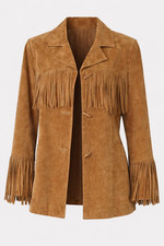 Women Native American Western Leather Jacket Suede Leather Fringe Jacket