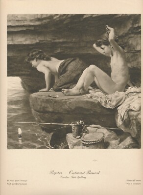 115+ Jahre alter original antiker Kunstdruck AUSWÄRTS GEBUNDEN von Edward Poynter