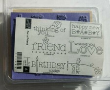 New Unusded Stampin Up Wood Mount Stamps "For a Friend" - 6 stamps