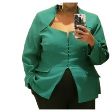 City Chic Corset Seamed Green Long Sleeve Fully Lined Jacket Sz 20 Euc