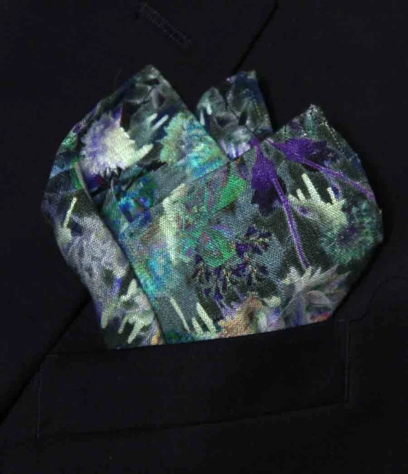 Gascoigne Cosido a Mano Italiano Lino Algodón Bolsillo Cuadrado Floral Para Hombre Foto 4 de 4