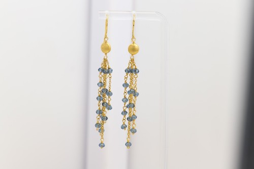 Blue Dangle Earrings Quartz stones Long chandelier Earring - Picture 4 of 7