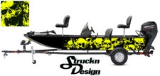 Skulls Graphic Abstract Fishing Bass Boat Wrap Decal Vinyl Pontoon Yellow Black