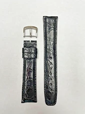20mm Black Genuine Crocodile Watch Band - USA