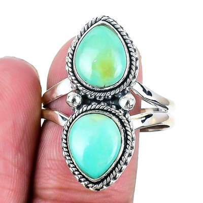 Arizona Türkis Edelstein Memorial Day Cluster Neu Ring Größe 12 Sterlingsilber