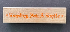 Sending You a Smile Word Phrase Sentiment Greeting Cute Font Wood Rubber Stamp