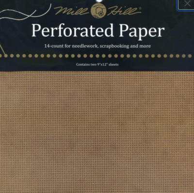 Mill Hill PERFORATED PAPER Cross Stitch 2 Pieces 14 stitch ct. Antique Brown