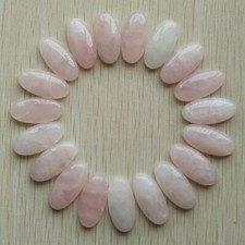 20pcs/lot Natural Rose Quartz Stone Oval Cab Cabochon Beads No Holes 15x30mm GQ