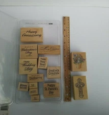 Classic Stamin' Stampin' Up! (12) Wooden/Rubber Blocks All Year Cheer III