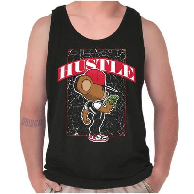 Cool Urban Streetwear Cash Hustle Teddy Bear Tank Top T Shirts Tees Men Women