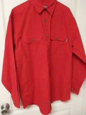Vintage Woolrich Chamois Flannel Shirt Men's Red Button Front Size Large