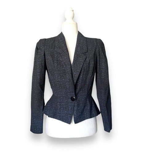 Byer Too Cinch Waist Blazer Jacke Gr. S Schwarz Navy Langarm Schulterpolster Y2k