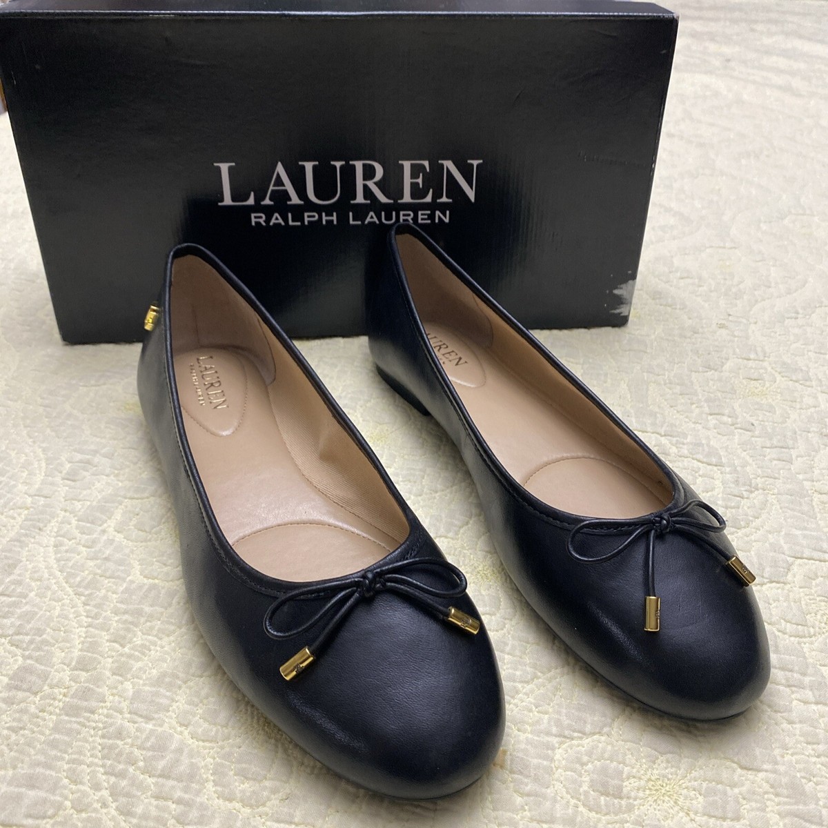 Lauren Ralph Lauren Jayna Slip On Ballet Flats Shoes Soft Nappa