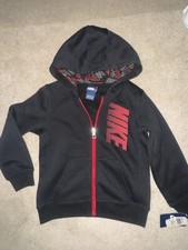 Nike Kids Youth Size 6 Long Sleeve Black And Red Zip Up Hoodie NWT