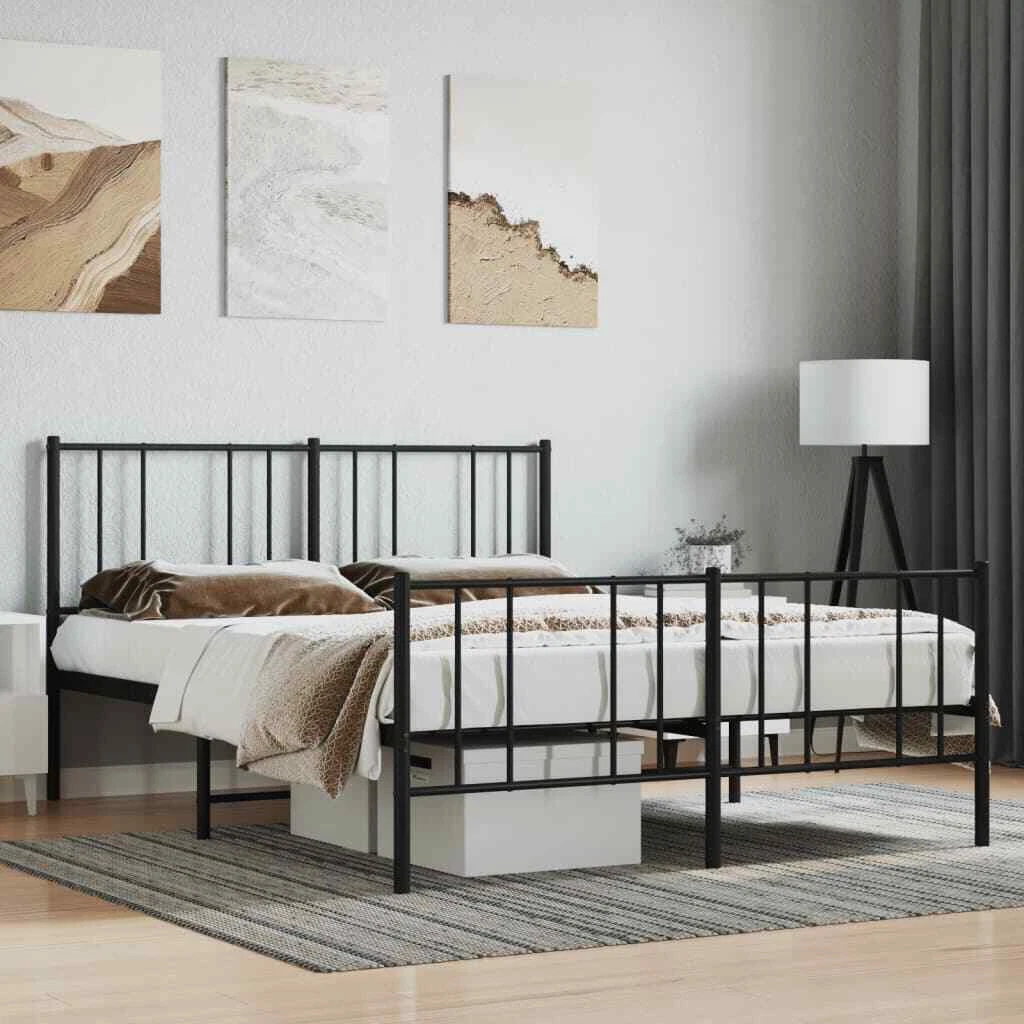 Black king bed frame with headboard and footboard deals