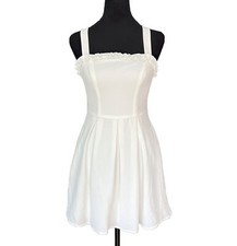 Speechless White Peplum Sleeveless Sun Dress XS Fit & Flare Ruffle Trim A Line