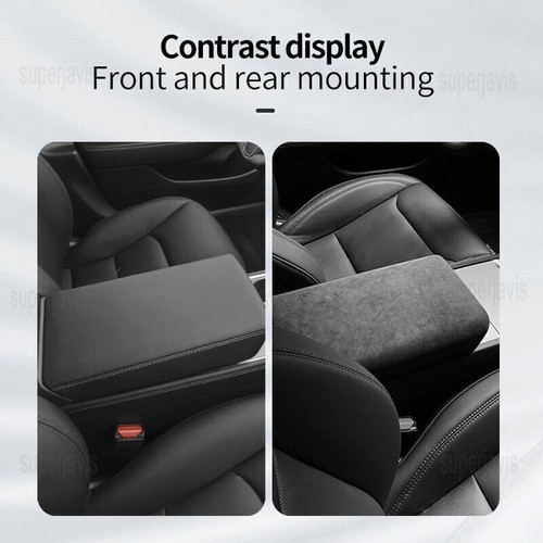 1 Pcs Grey Suede Center Console Armrest Wrap Cover For Tesla Model 3 Highland - Picture 4 of 16