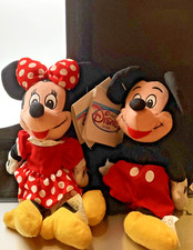 Disney Store Santa Mickey  Minnie Mouse 7" Bean Bag Christmas Plush NWT set
