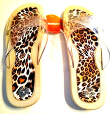 Sandals Flip Flops Slides Medium Women's Sole Selection Strap New Cheetah print.