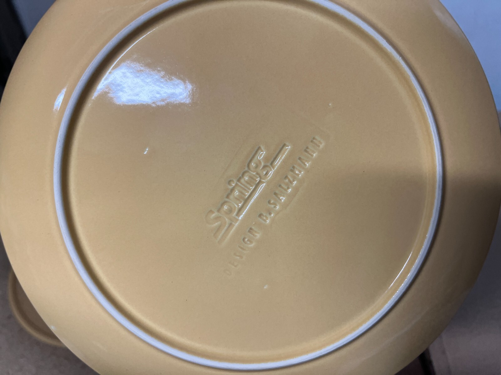 RARE B. Salzmann Fondue Pot Cheese Pattern W/ 6 Plates Spring Switzerland