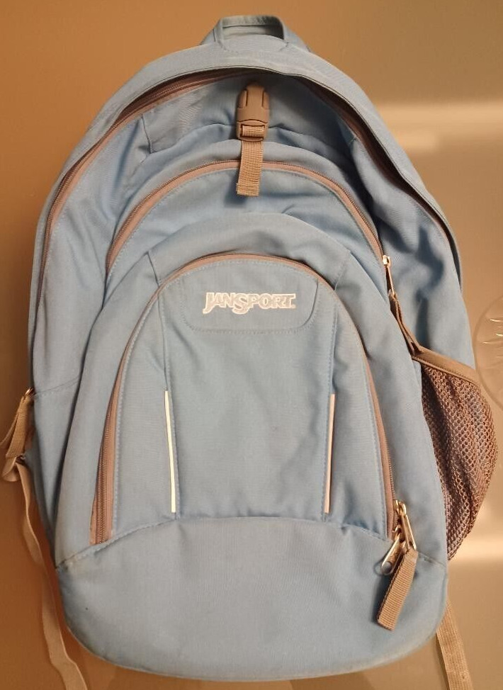 Jansport Backpack Light Blue and Gray Padded Straps Gem