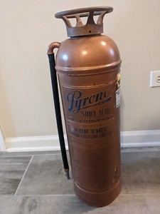 Vintage EMPTY Pyrene Fire Extinguisher Soda Acid Copper 24"