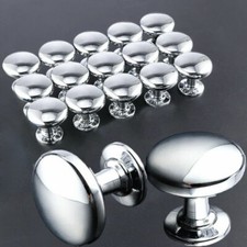1-12x Chrome Metal Door Knobs Drawer Cabinet Wardrobe Furniture Pull Handle Knob