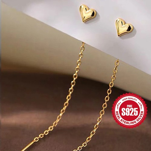 Aide 925 Sterling Silver Heart Long Tassels Chain Piercing Drop Earrings For Wom - Picture 7 of 8