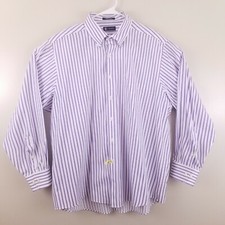 Chaps Mens Purple Strip Long Sleeve Button Down Classic Fit Shirt 17-17.5 34/35