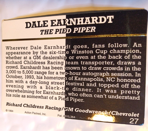* 1994 #27 Action Packed Race card Dale Earnhardt / Goodwrench #3 - Bild 4 von 6