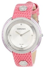 Versace Women's VA7070013 Thea Round Stainless Steel Silver Dial Diamond Watch