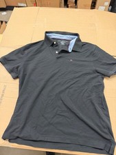 TOMMY HILFIGER Men's Classic Fit Black Polo Shirt XL Short Sleeve Button Logo