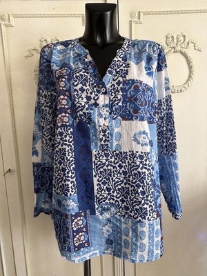 Women Peter Hahn Shirt Navy Cotton 52