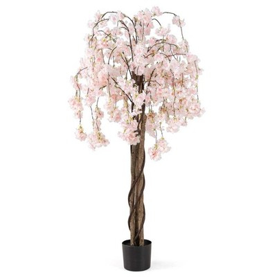 163 cm hoher künstlicher Kirschblütenbaum mit Blumen - weiß