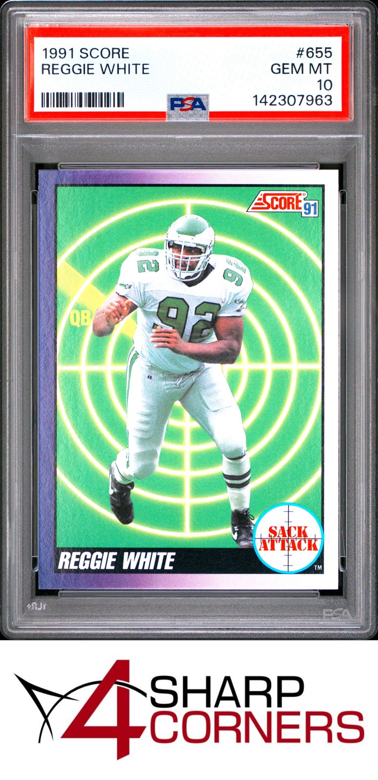 Reggie White #655 Football Cards 1991 Score trading card — raw and PSA graded price guide
