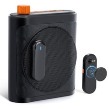 Voice Amplifier Bluetooth Portable Rechargeable Dual Wireless Microphones Black
