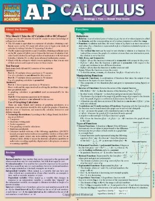 AP CALCULUS (QUICK STUDY ACADEMIC) By Inc. Barcharts **BRAND NEW**