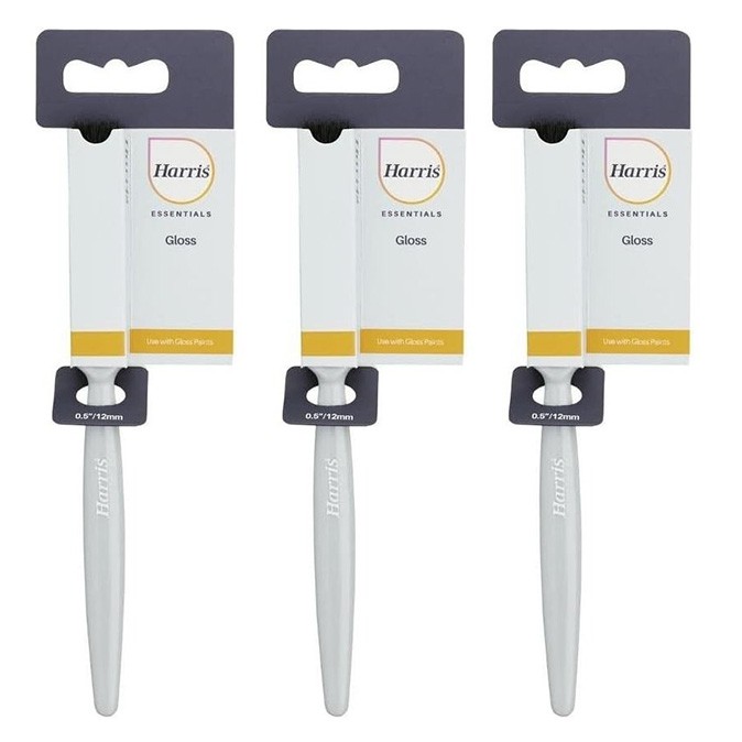 3 x Harris Gloss Paint Brush 0.5"" Woodwork Flat Brushes Painting Decorating - Image 5
