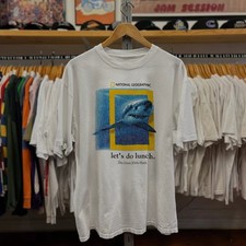 Great White Shark National Geographic Mens T-Shirt Vintage Graphic Tee Cool