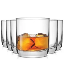 Faye Crystal Whiskey Glasses, Lowball Glasses Set of 6, 10oz Short Glass Tumb...