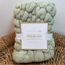 POTTERY BARN TEEN CREAM PUFF PILLOW SHAM, STANDARD ~ SAGE