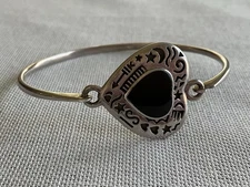 BOMA 925 Sterling Silver Tribal Heart Black Onyx Hook Bracelet Vintage