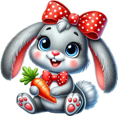 Grau Ostern Cartoon Hase Kaninchen Wandbild Schlafzimmer Vinyl Aufkleber Abziehbild 6 Größen