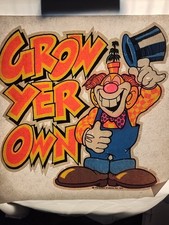 "GROW YER OWN" VINTAGE 1970's HOLOUBEK IRON ON TRANSFER DAYGLOW NEON